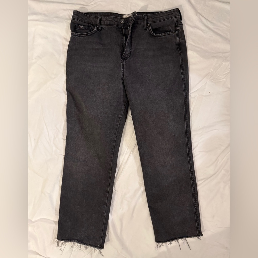 Free People Women's Black Straight Leg Cropped Jeans -Vintage